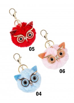 Owl Key Chain W/ Fur Ball
